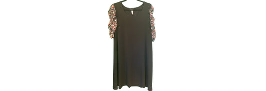 Black Dress With Floral Puff Sleeve by MSK- XL