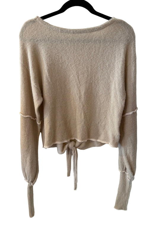 Free People Beige Open Back Sweater - Medium | Preowned