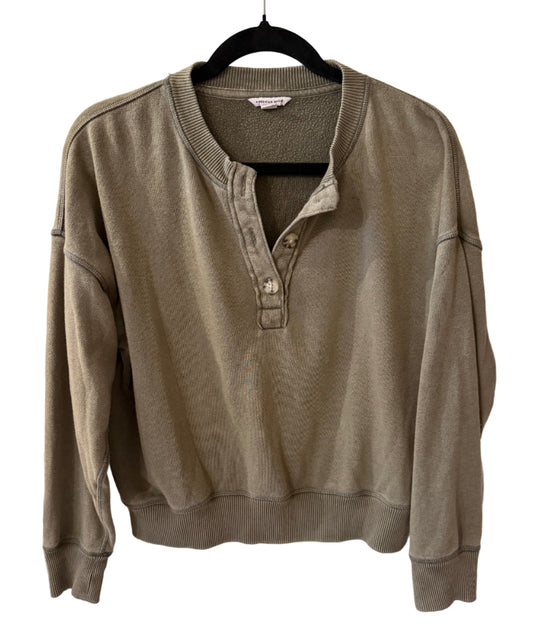 American Eagle Olive Three Button Sweatshirt - MD | Preowned