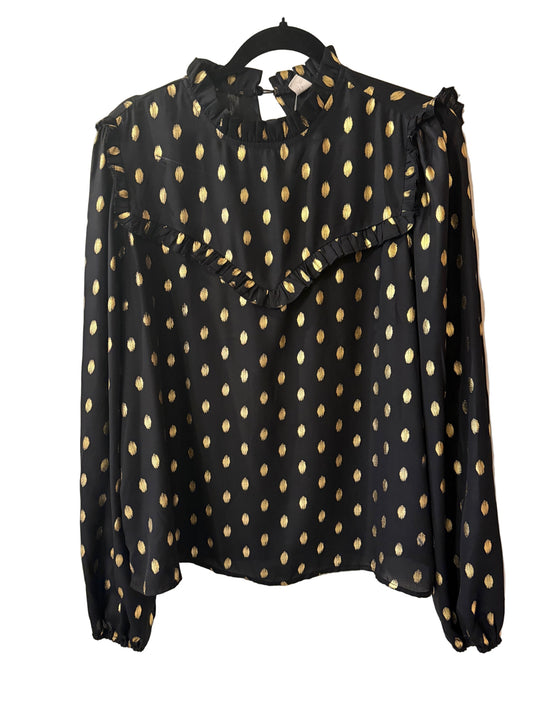 Blouse Black with Gold Dots - XL | Preowned