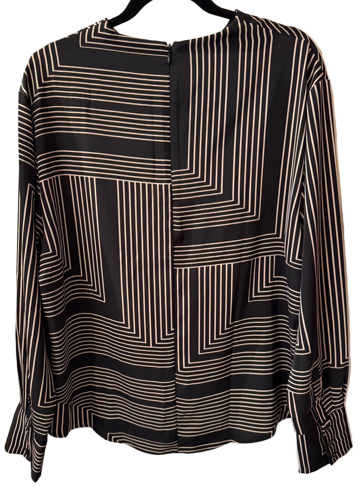 H & M Blouse Black and Tan Angled Stripes - XL | Preowned
