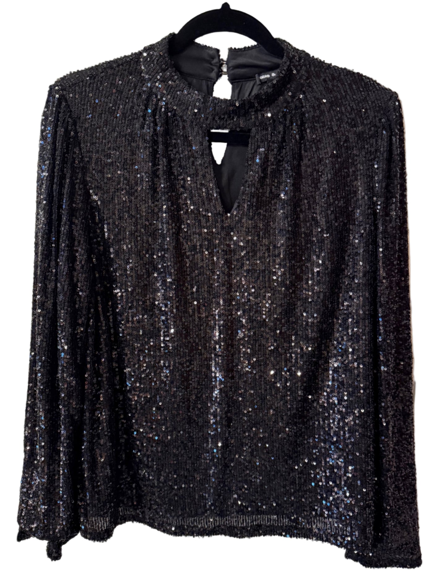 Cable and Gauge Black Sequins Blouse - XL | Preowned