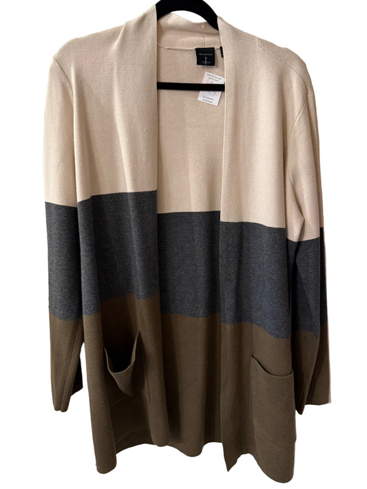 Devotion by Cyrus Cardigan Sweater Wide Striped Cream Navy and Olive - LG | Preowned