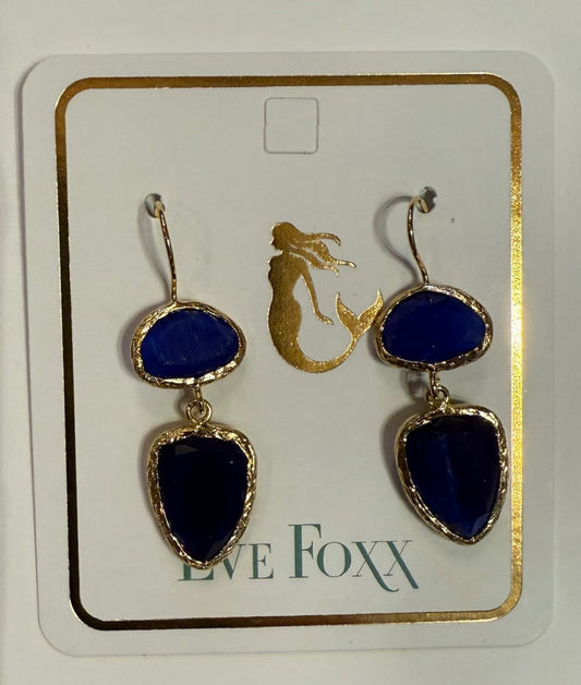 Gold Earrings Double Drop Shield Asst