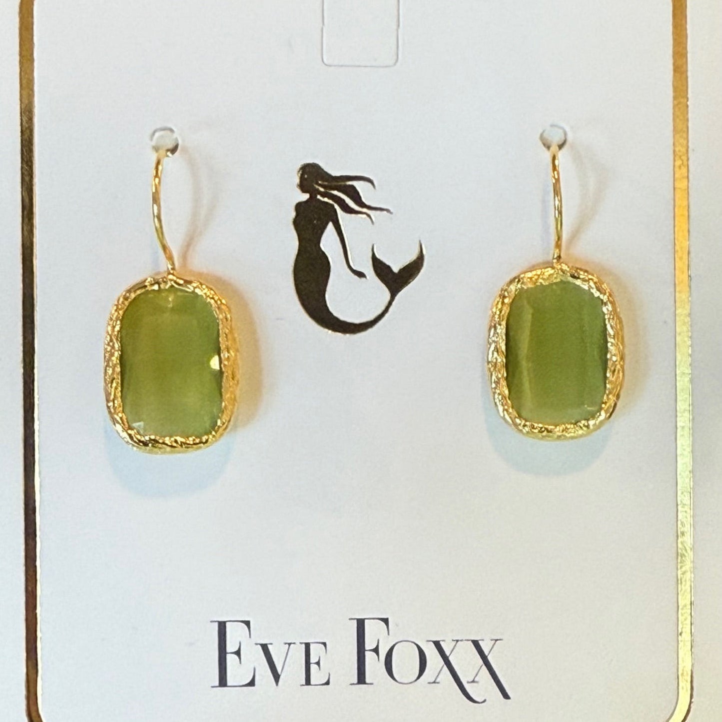 Gold Earrings Rounded Rectangle Drop