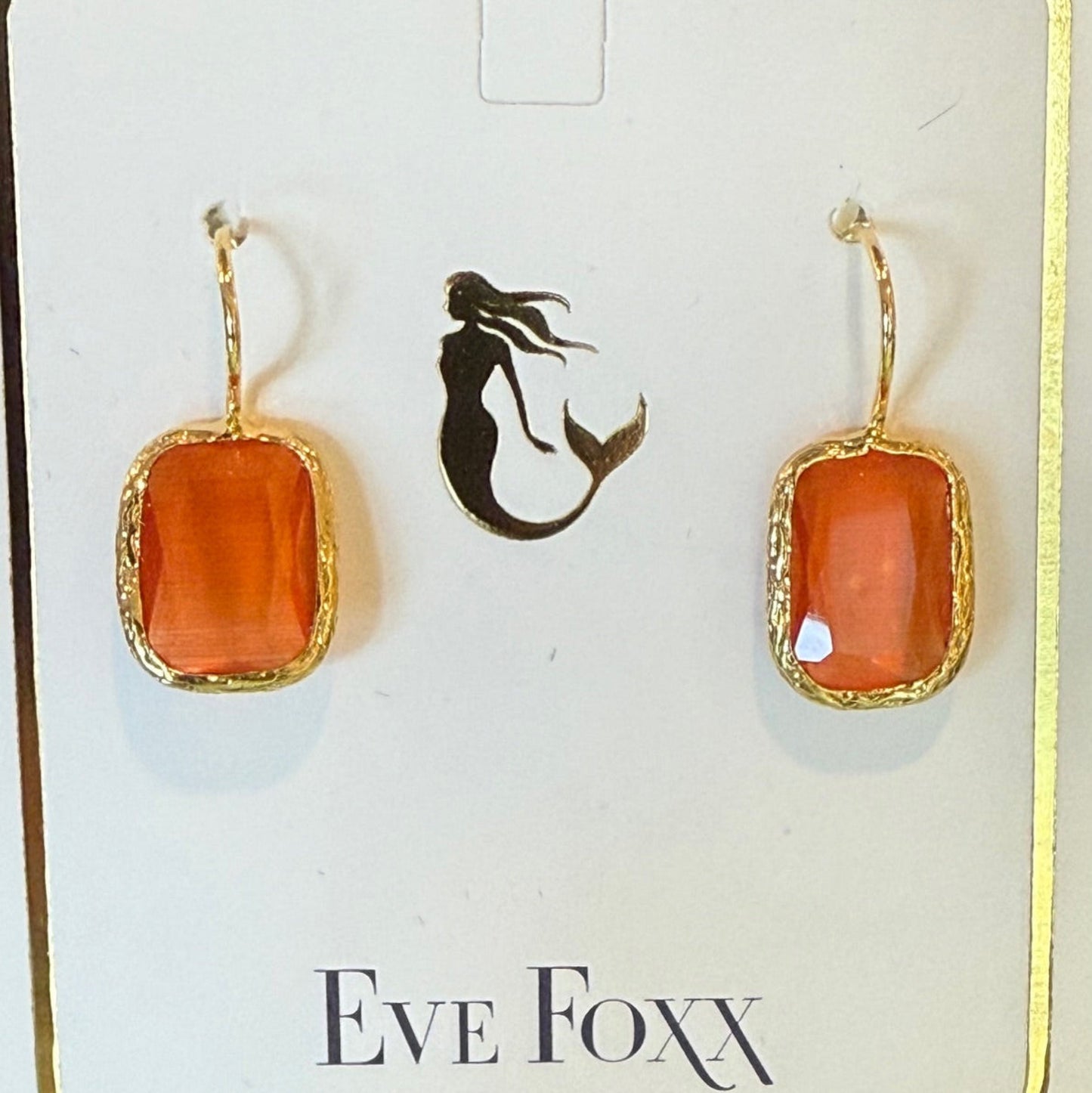 Gold Earrings Rounded Rectangle Drop