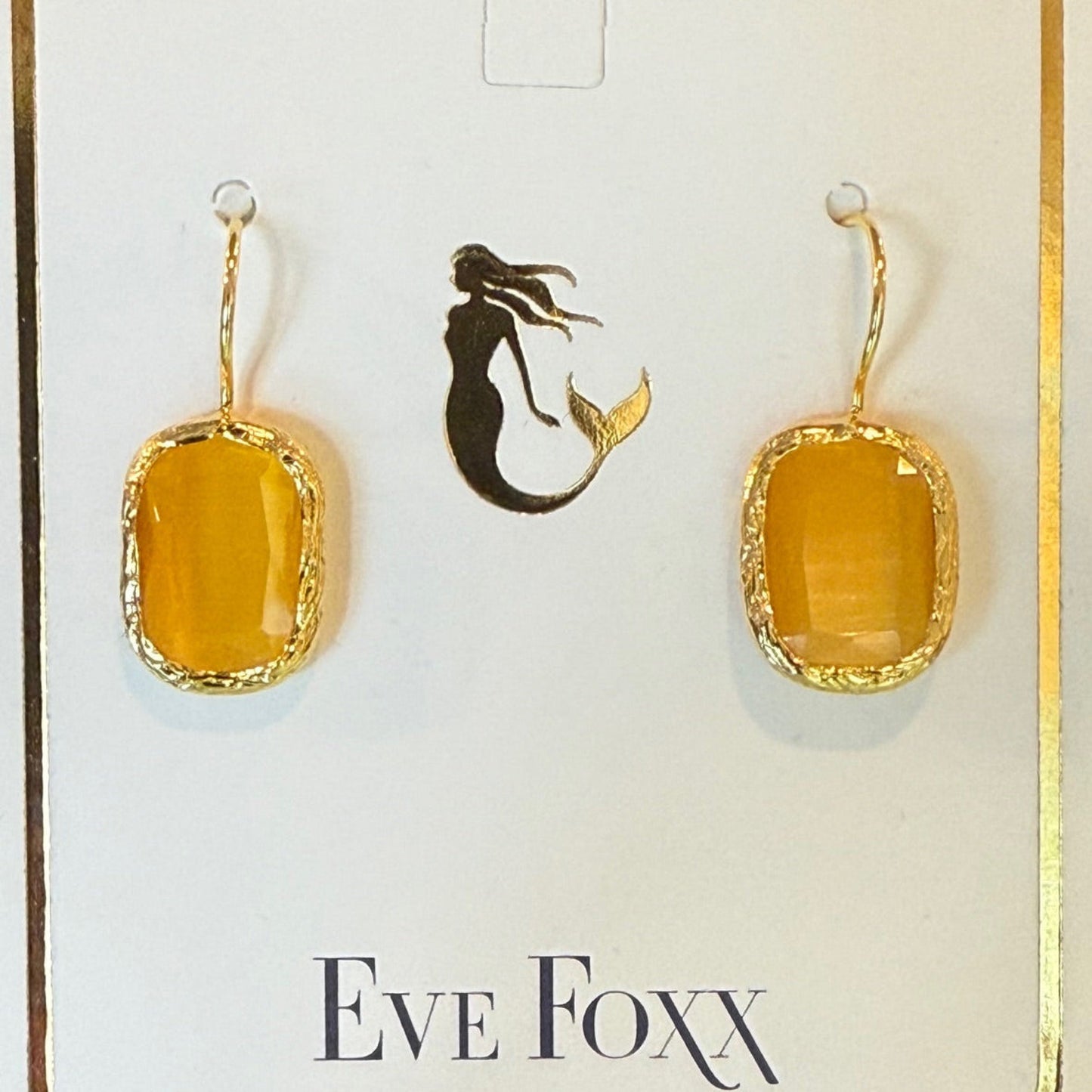 Gold Earrings Rounded Rectangle Drop