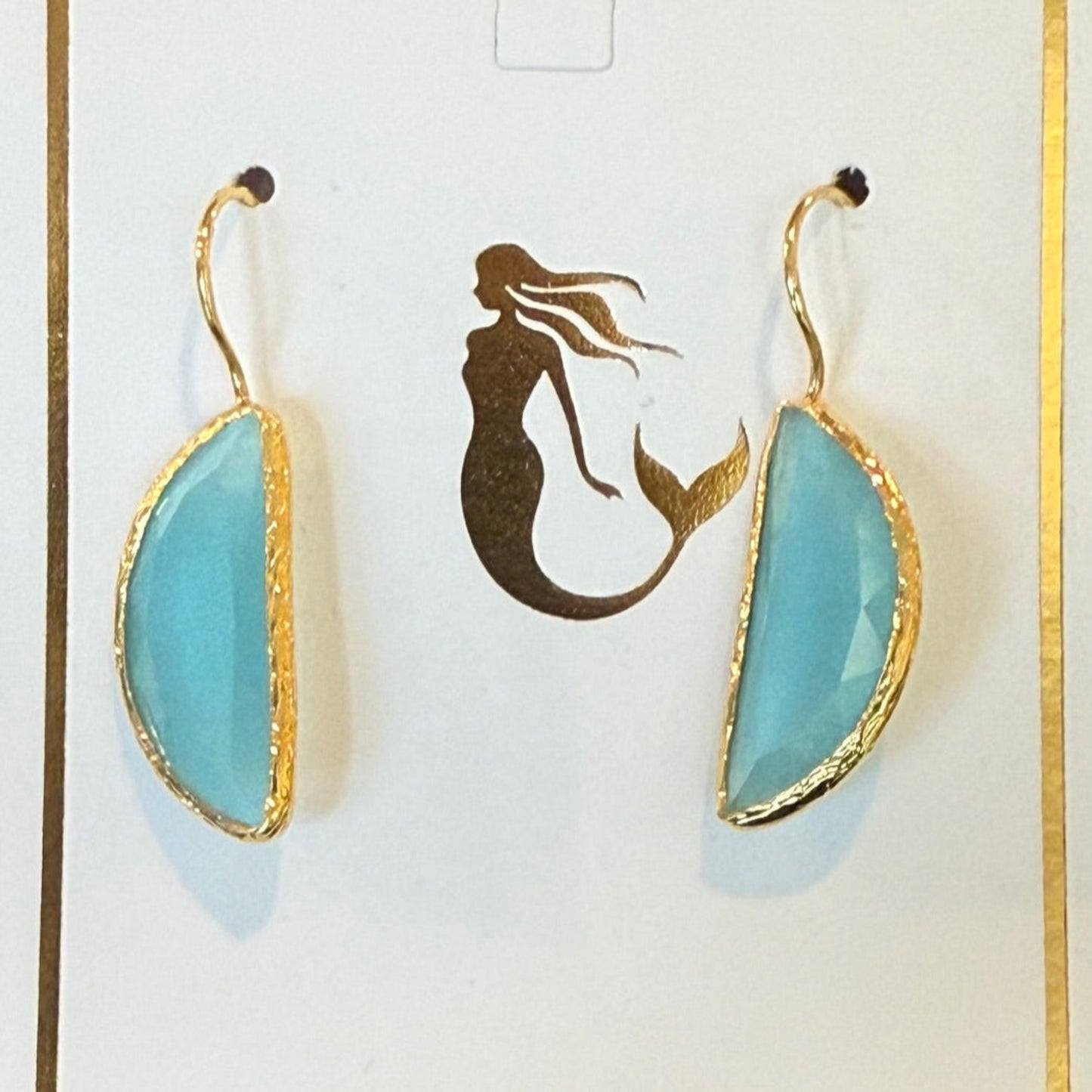 Gold Earrings Half Moon Drop