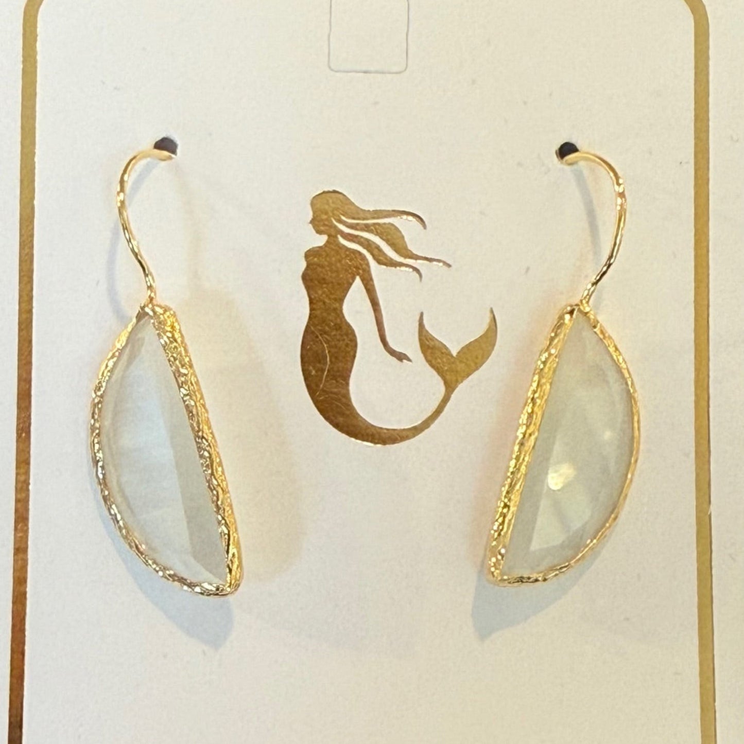 Gold Earrings Half Moon Drop