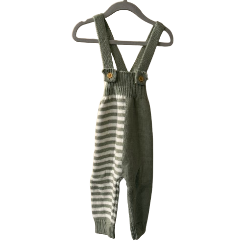 Hand Knit Olive and Off White Overall - Toddler | New