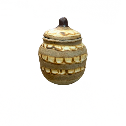 Artisan Handcrafted Pottery Jar Honeycomb Design