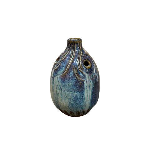 Artisan Handcrafted Pottery Vase Blue Shiny laze