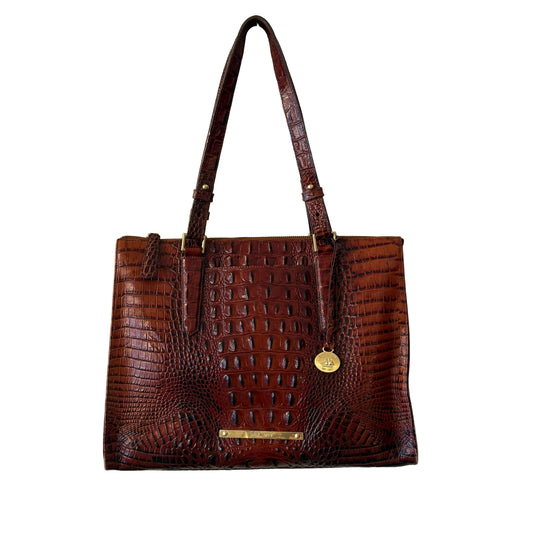 Brahmin Anywhere Embossed Leather Tote - Pecan Melbourne| Preowned