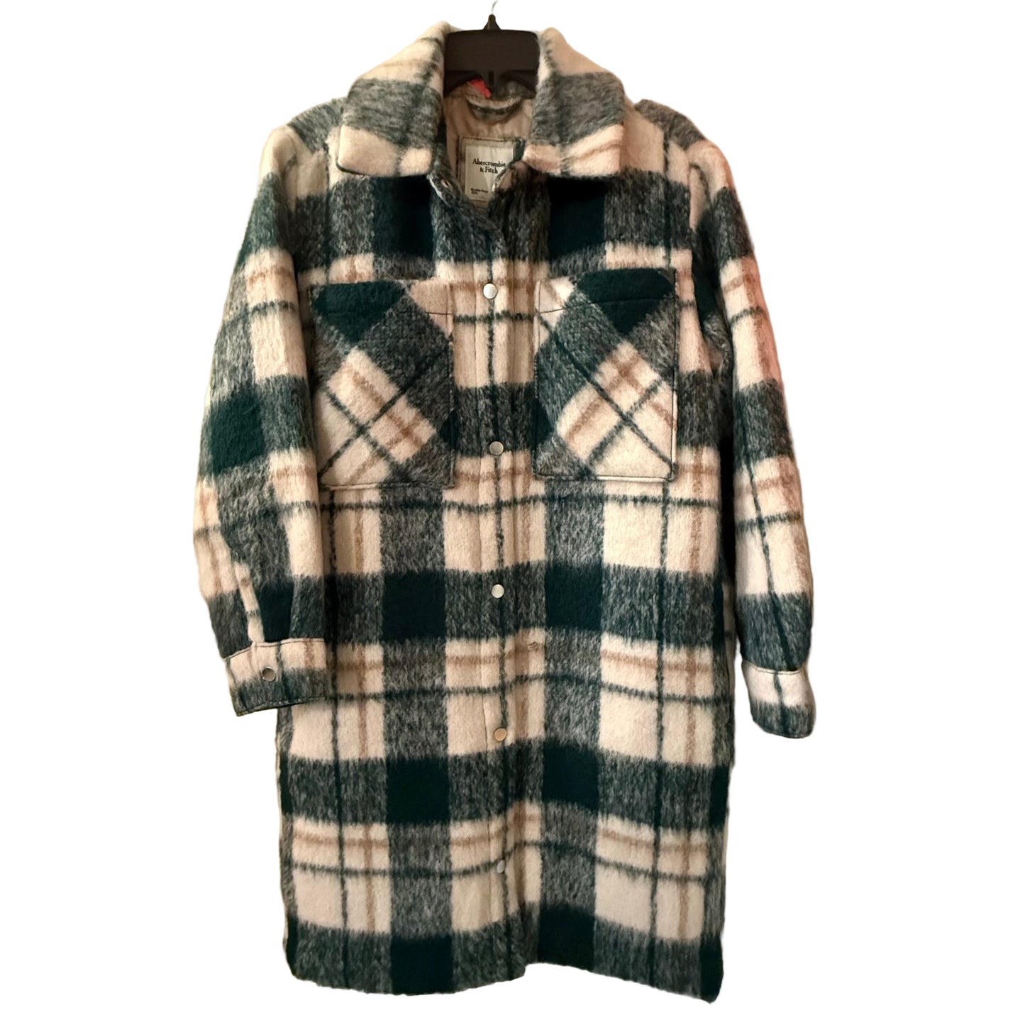 Abercrombie & Fitch Green Wool Blend Plaid Coat Size Small | Preowned