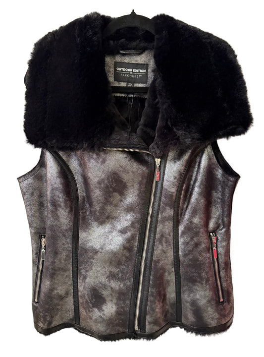 Parkhurst Vest Faux Suede Faux Fur Black Size MD |Preowned
