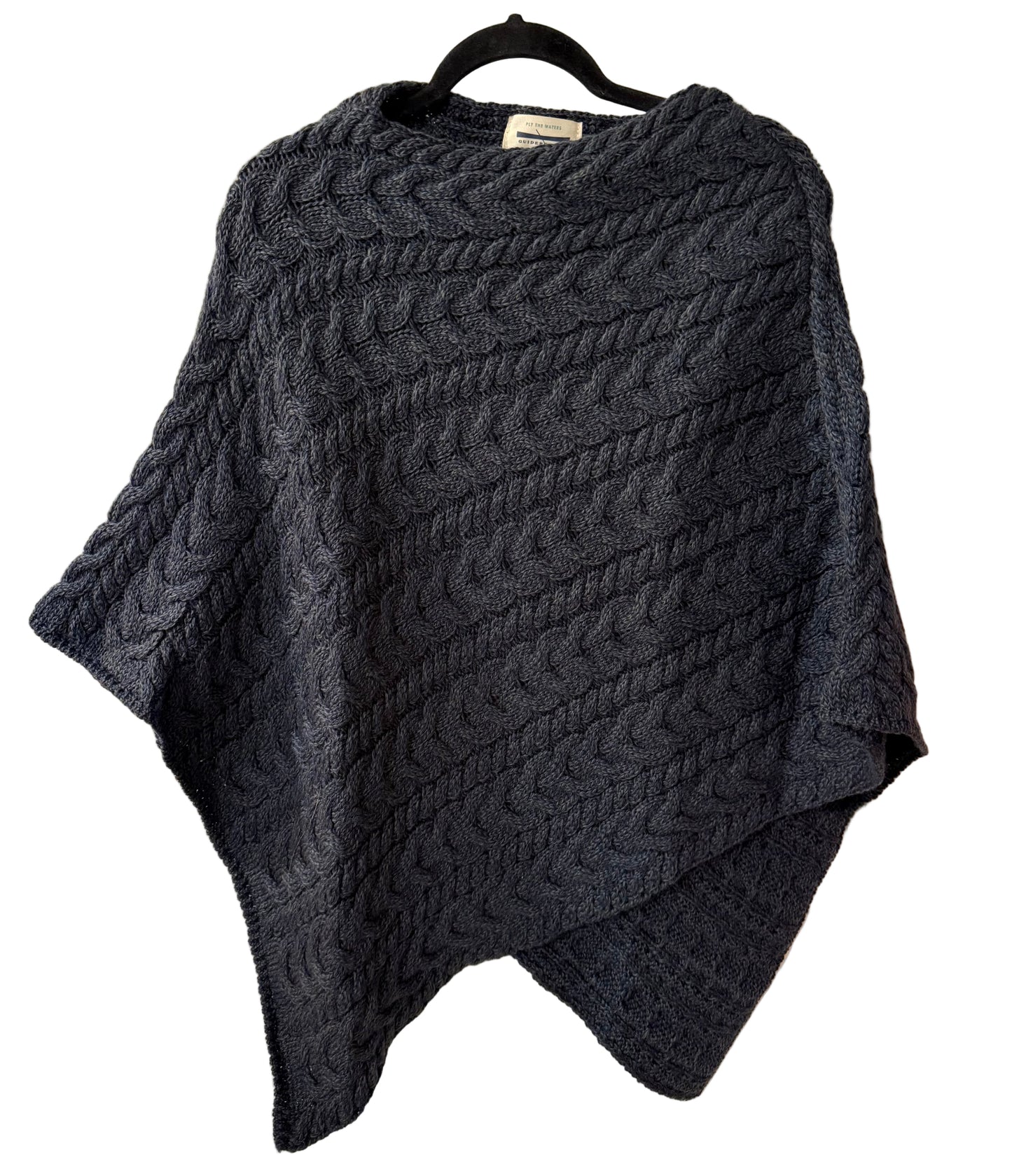 Ply The Waters Irish Wool Poncho Dark Blue - SM | Preowned