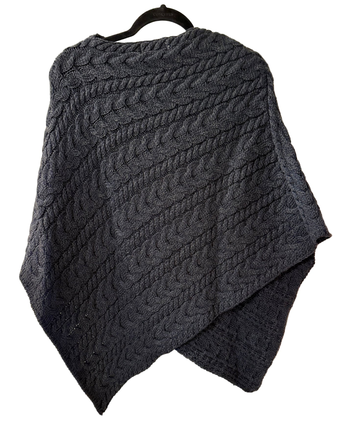 Ply The Waters Irish Wool Poncho Dark Blue - SM | Preowned