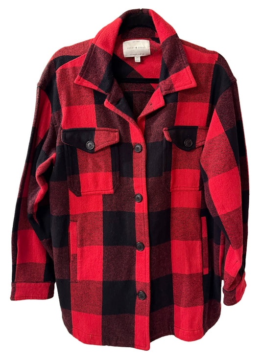 Lucky Brand Red and Black Plaid Jacket - SM | Preowned