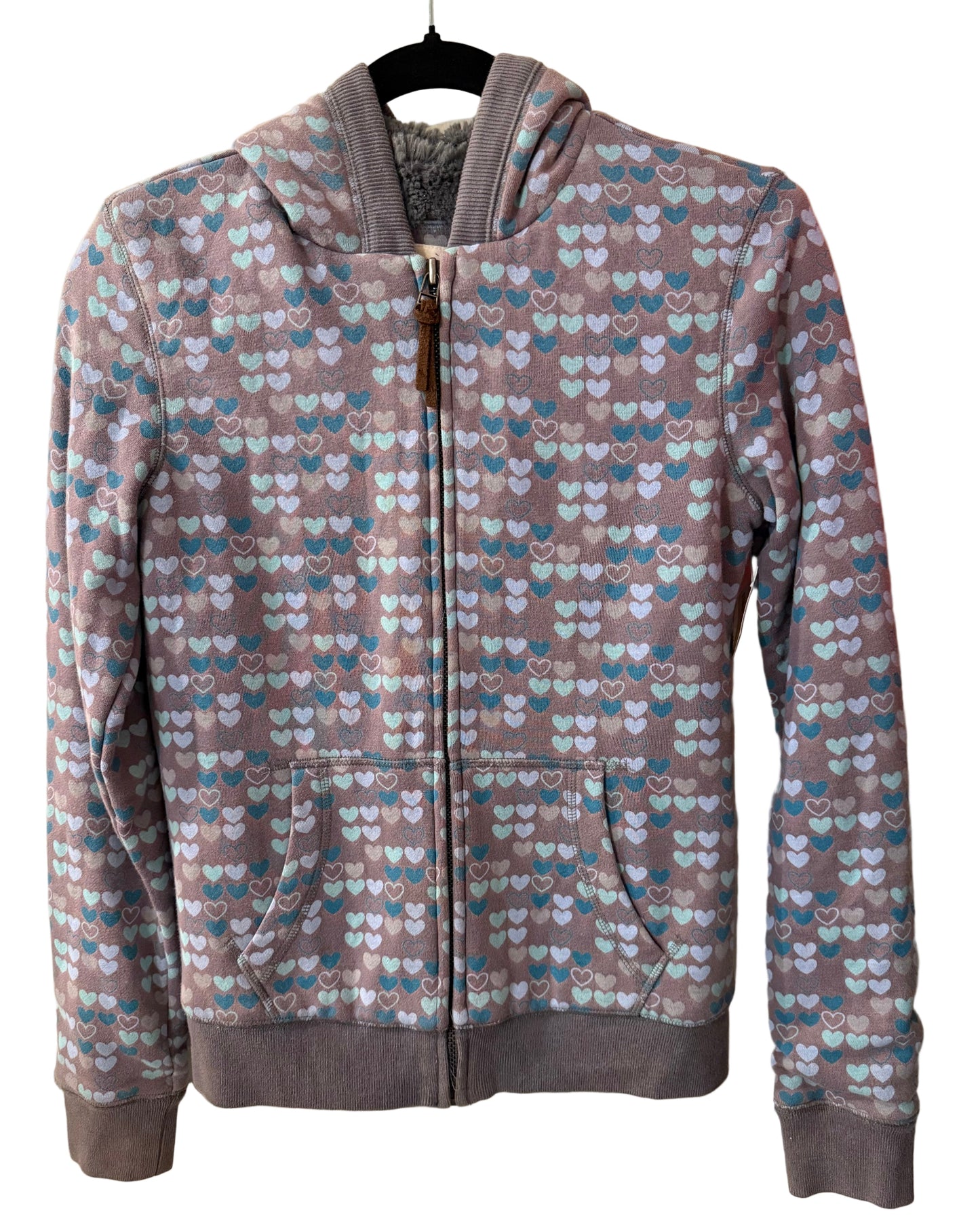 Aeropostale Gray Hoodie with Blue Hearts - MD | Preowned