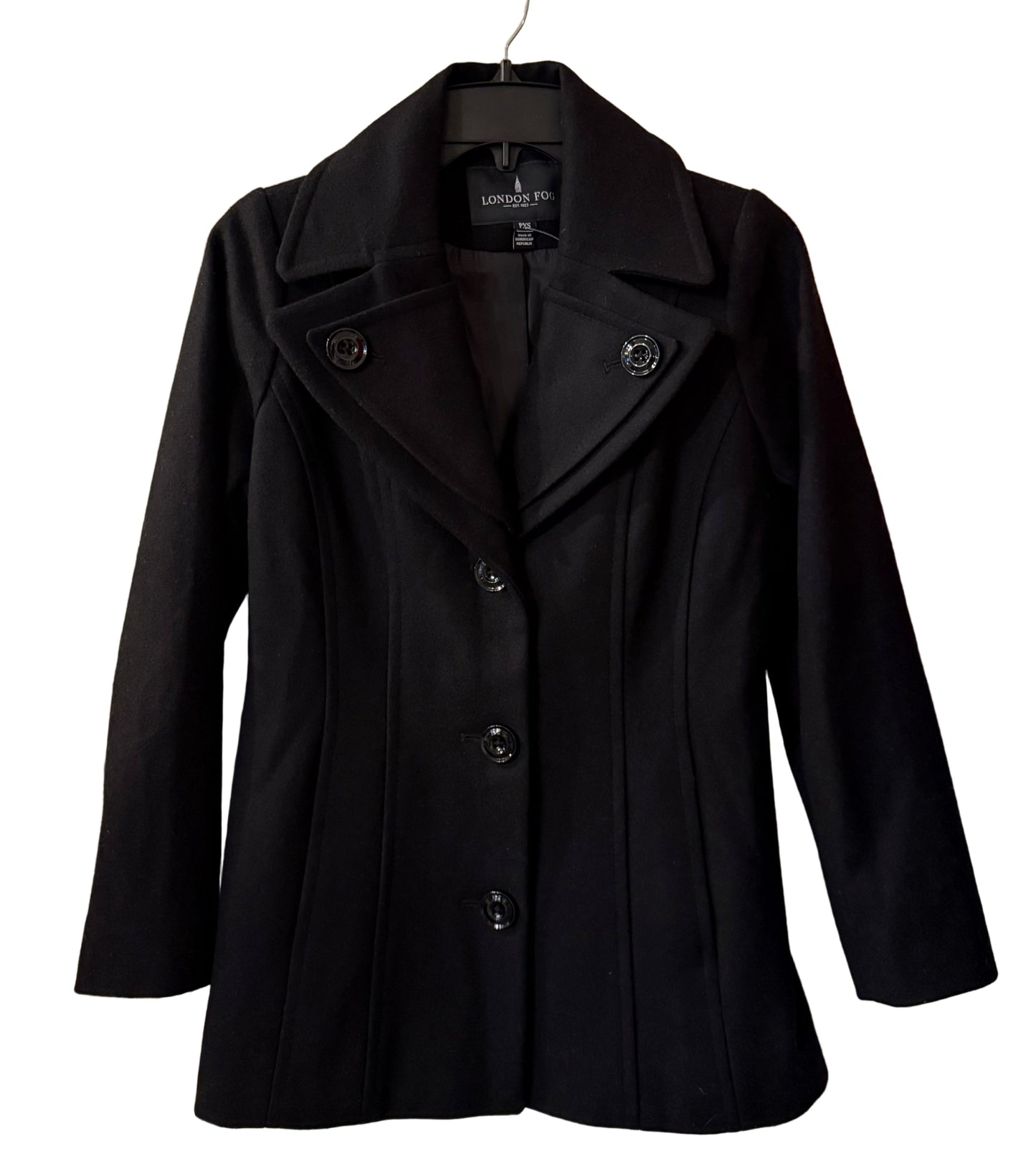 London Fog Black Pea Coat - PXS | Preowned