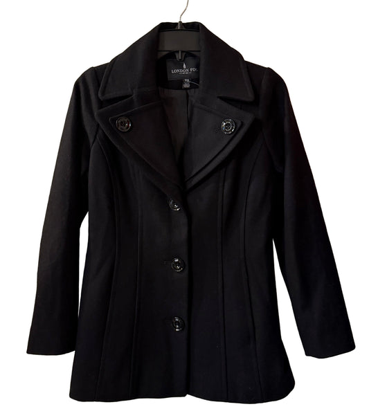 London Fog Black Pea Coat - PXS | Preowned