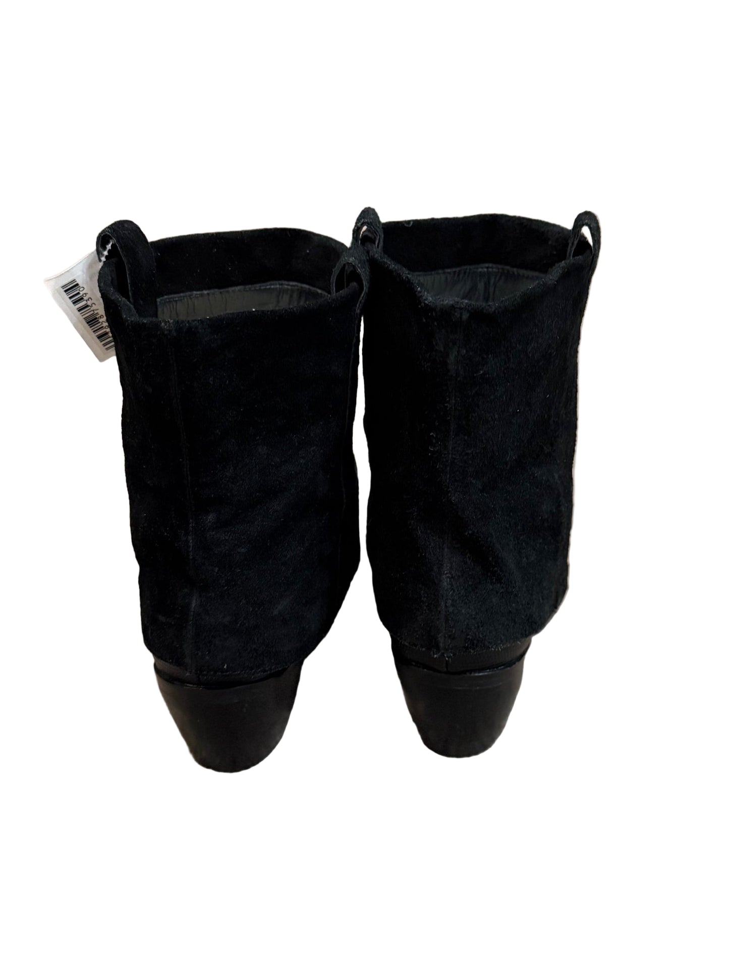 Franco Sarto Ankle Booties Black Leather Fold Over Suede SZ 9 | Preowned