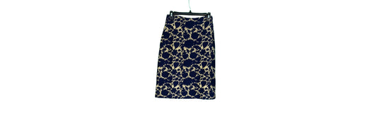 J Crew Blue Gold Floral Print Pencil Skirt - X Small