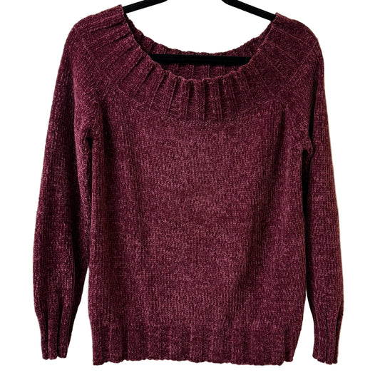 American Rags Soft Knit Wide Neck Wine Sweater - MD | Preowned