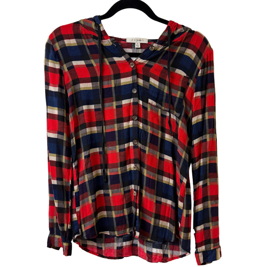 i joah Plaid Font Button Hoodie - SM | Preowned
