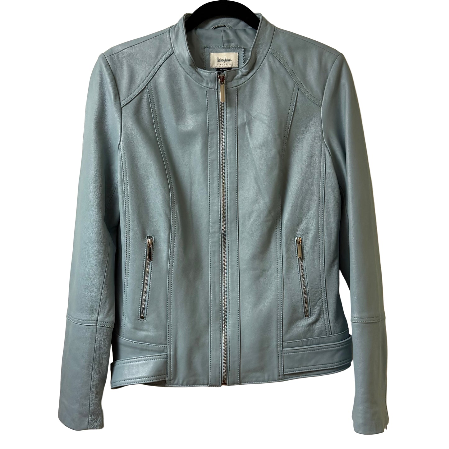 Neiman Marcus Lt. Blue Leather Jacket Medium | Preowned