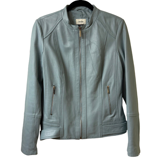 Neiman Marcus Lt. Blue Leather Jacket Medium | Preowned
