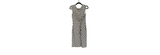 Lauren Sleeveless White/Gray Block Print Dress  -   Size 8