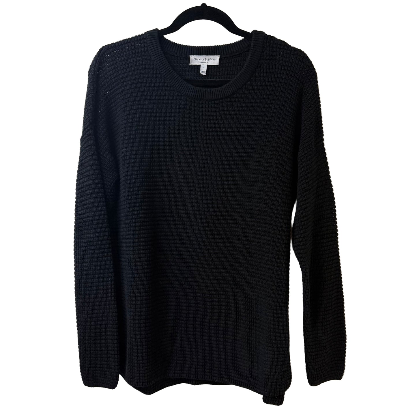 Michael Stars Black Waffle Knit Sweater - Large | Preowned