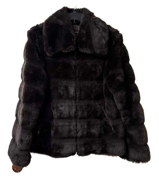 I. Madison Brown Faux Fur Jacket - Medium | Preowned