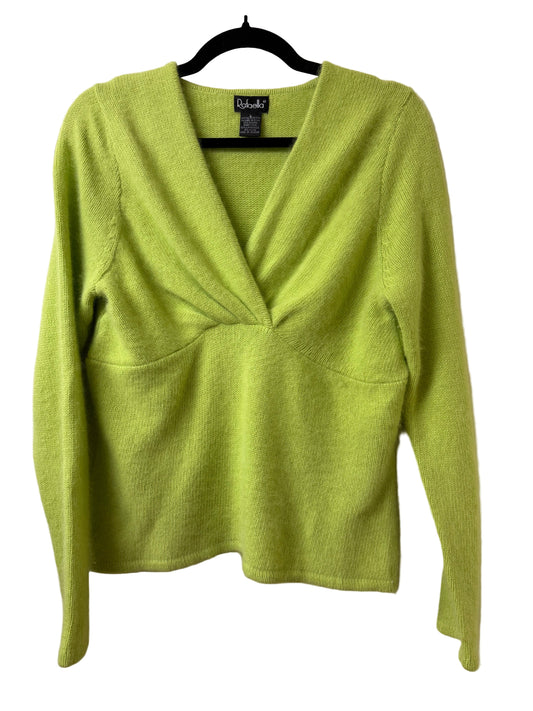 Rafaella Lime Green V Neck Sweater - Large | Preowned