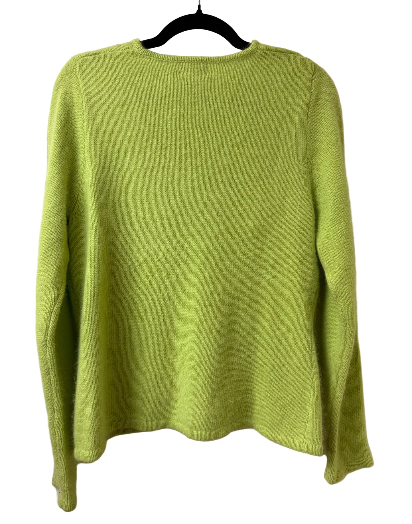 Rafaella Lime Green V Neck Sweater - Large | Preowned