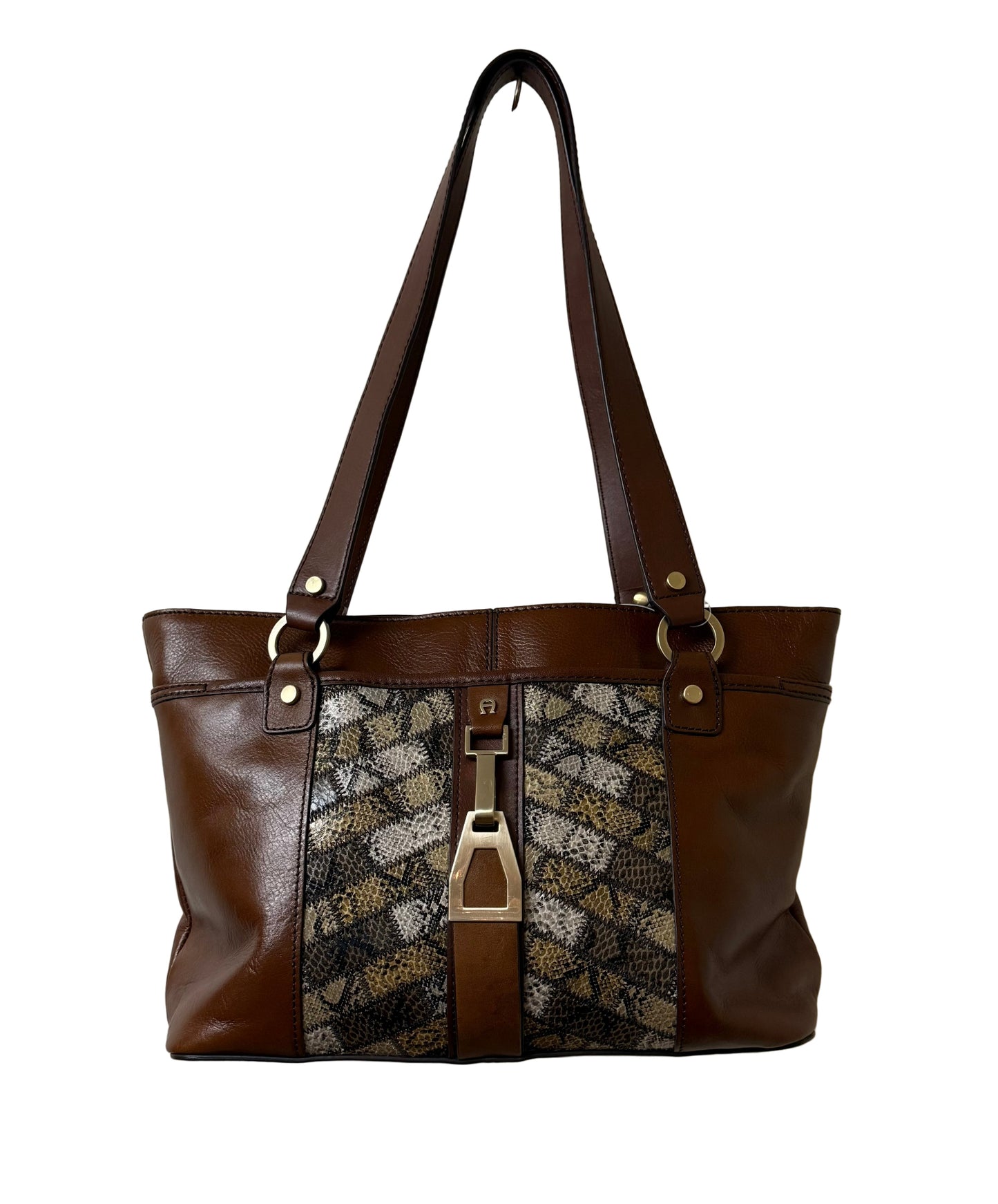 Etienne Aigner Brown Handbag with Snakeskin | New with Tags