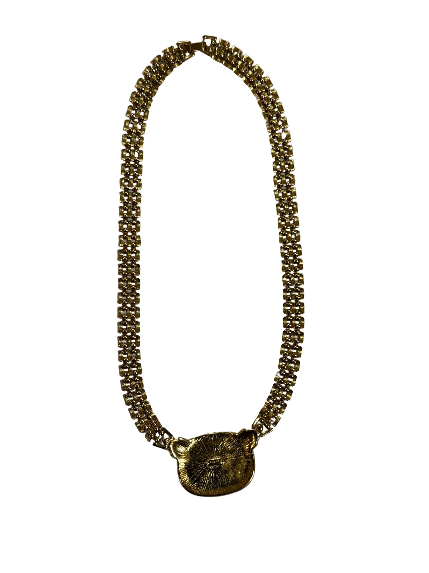 Vintage Napier Gold Tone Necklace with Black Cabochon | Preowned