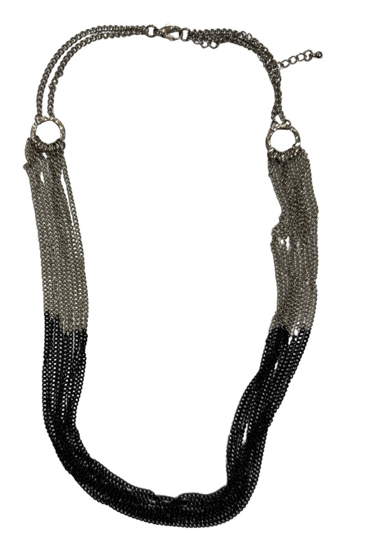 Necklace Multi Strand Chain Black and Silver | Preowned