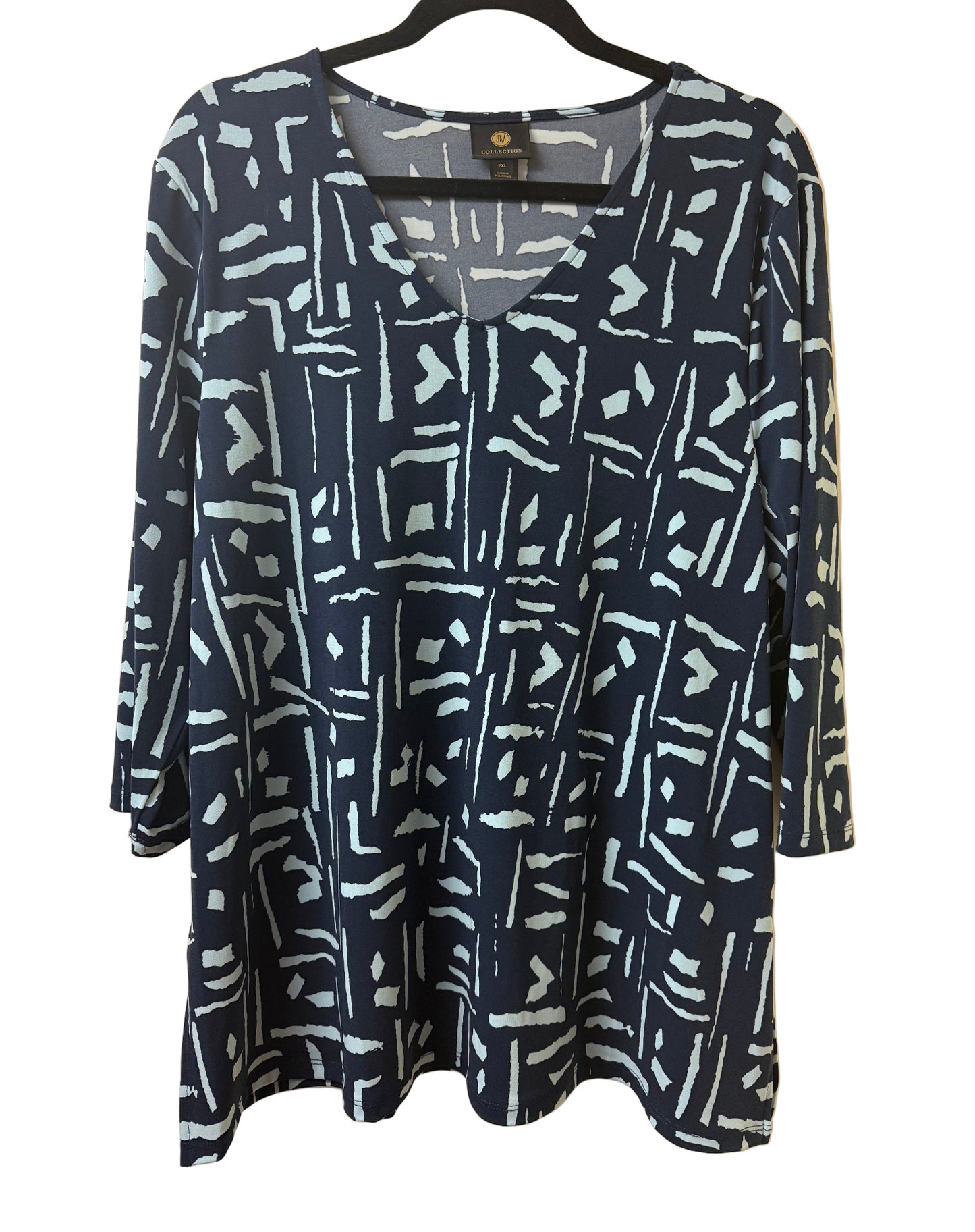 JM Collection Geo Print Tunic Top Petite XL |Preowned