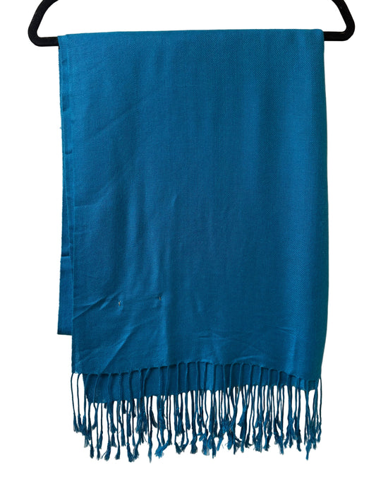 Pashmina Teal Shawl OS |Preowned