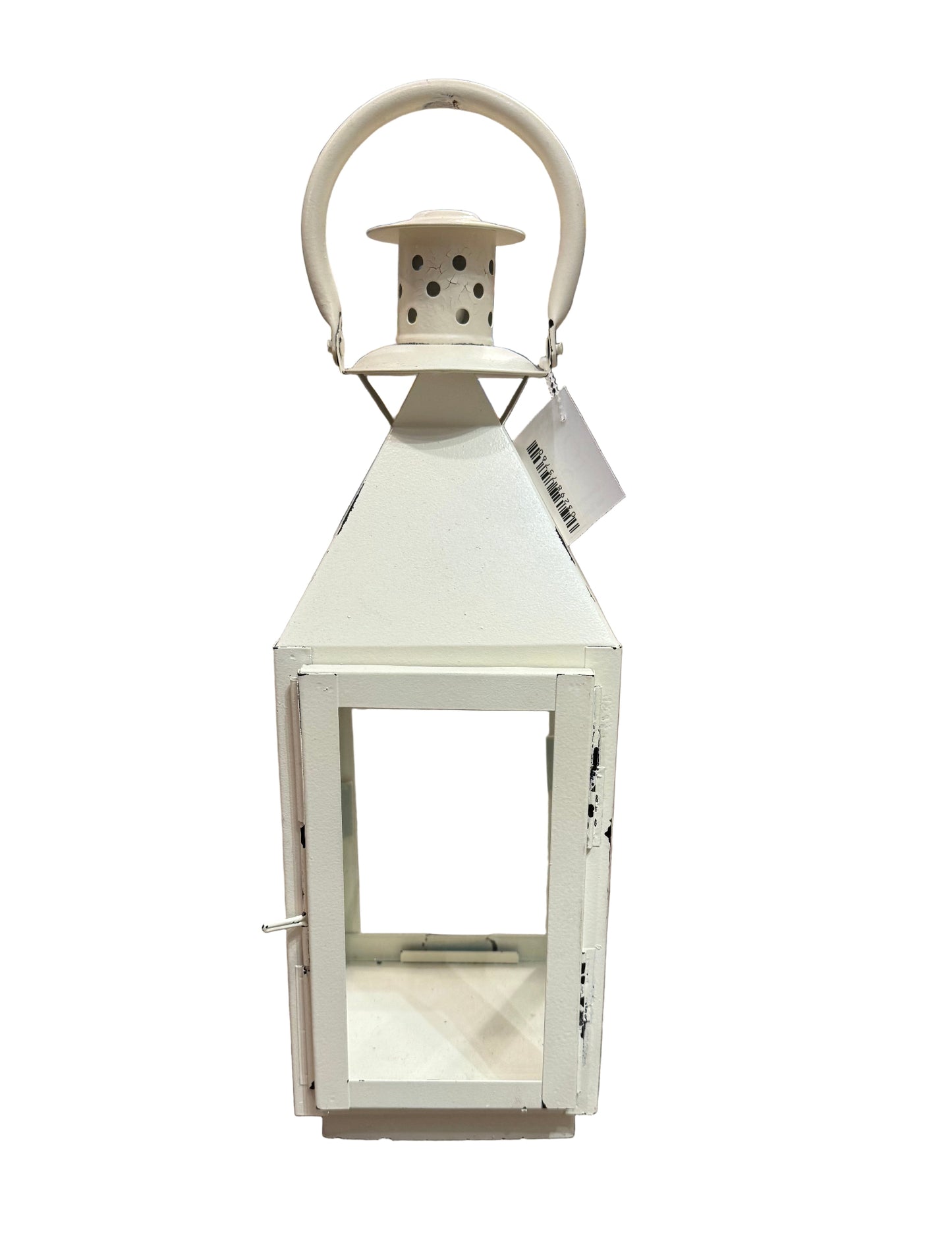 Decorative Distressed White Lantern | Preowned