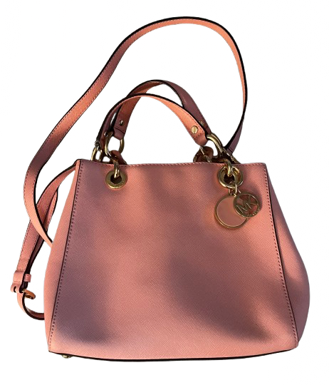 Michael Kors Cynthia Small Satchel Leather Tote Pale Pink |Preowned