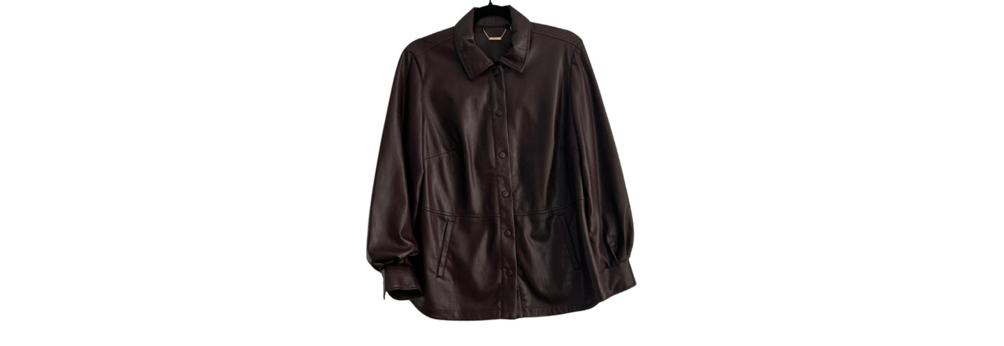 Chicos Fuax Leather Jacket Brown - Size 8/10