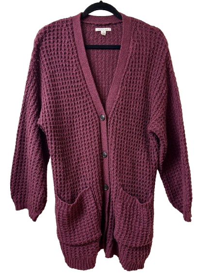 American Eagle Burgandy Cardigan Sweater - X-Small | Preowned