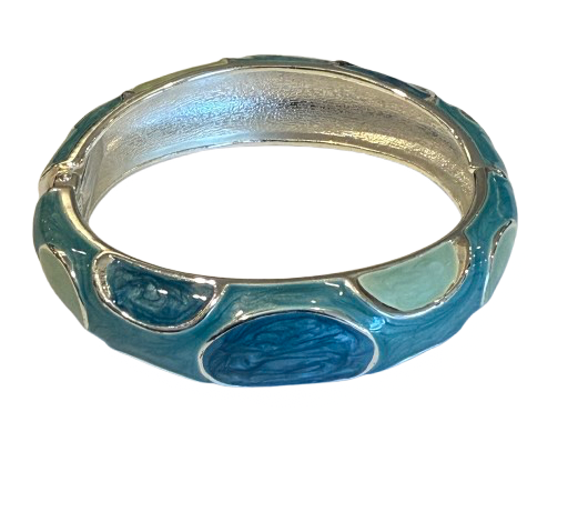 Silver Tone Multi Blue Bangle Bracelet | Preowned