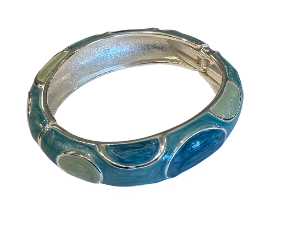 Silver Tone Multi Blue Bangle Bracelet | Preowned
