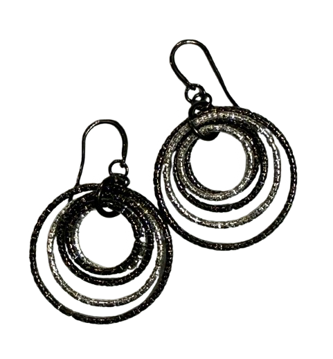 Alfani Gunmetal and Silver Tone Multi Circle Dangle Earrings | Preowned