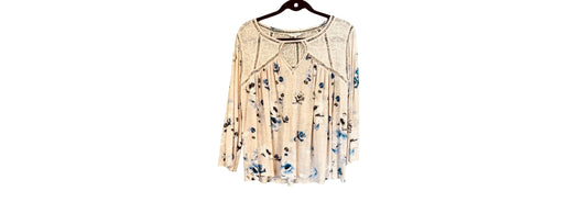 Lucky Blouse Cream Blue and Green Floral - Large