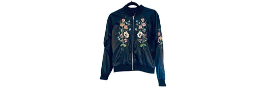 Aqua Jacket Navy with Pink and Blue Fowers - Small